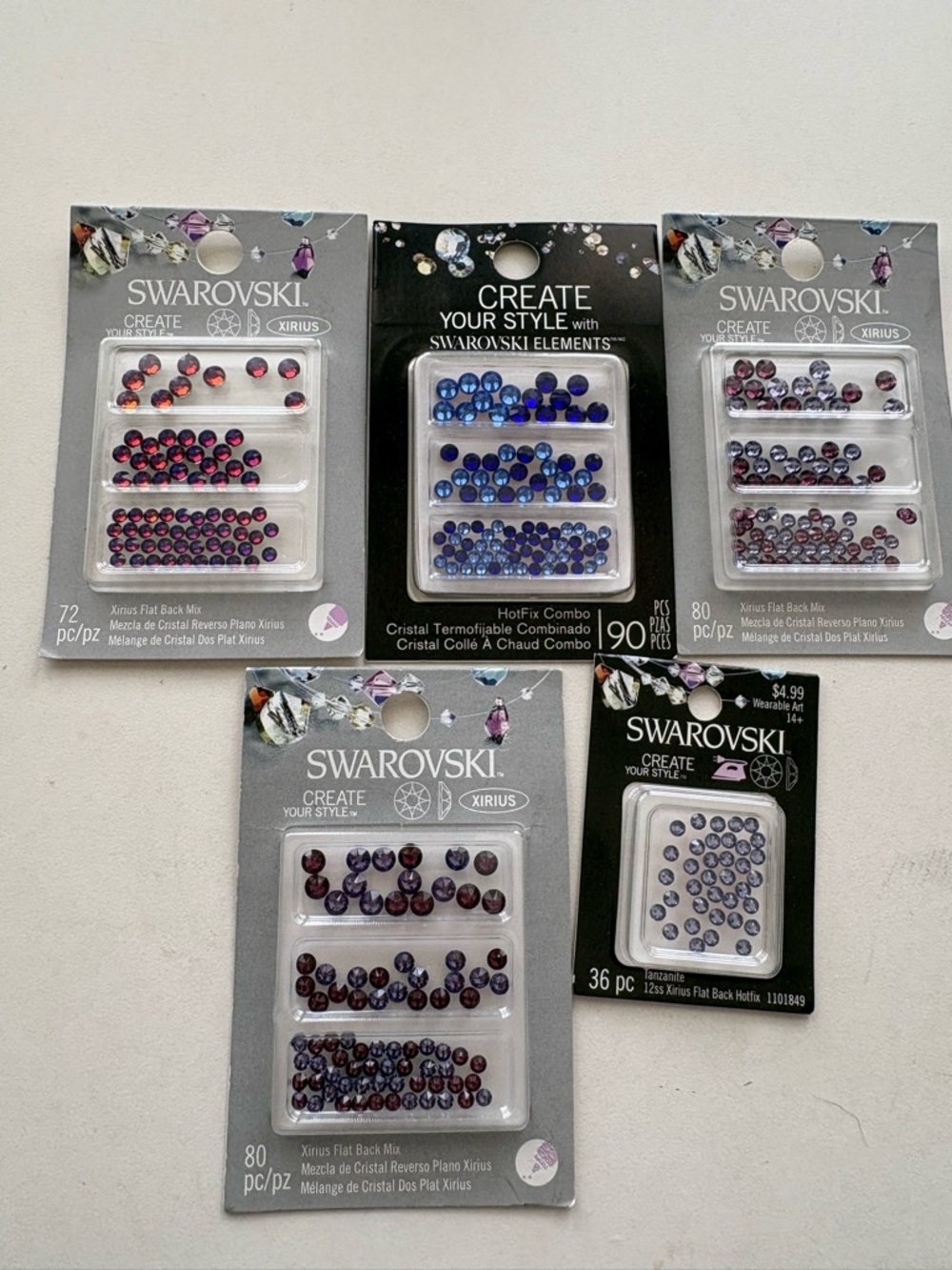Swarovski Xirius Flat Back Mix - Blue and Purple AB Rhinestones